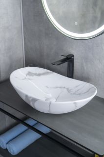 Раковина Gid Mnc811C 54478 накладная под камень глянцевая 61x37x15